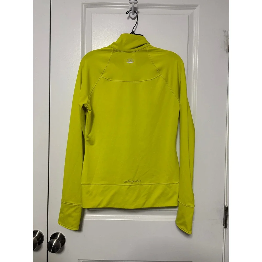Under Armour Womens Neon Yellow Full Zip Athletic Jacket Thumb Holes Small - Picture 2 of 3